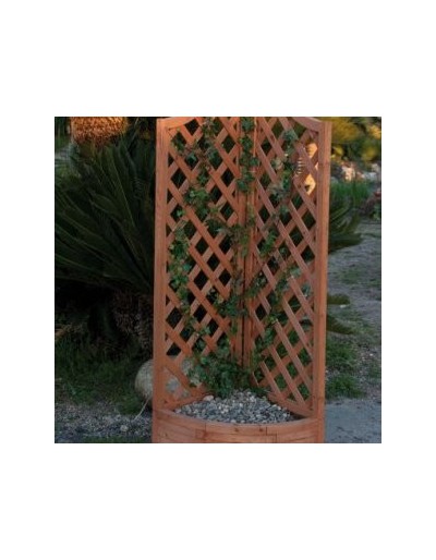 Angular wooden panel with planter