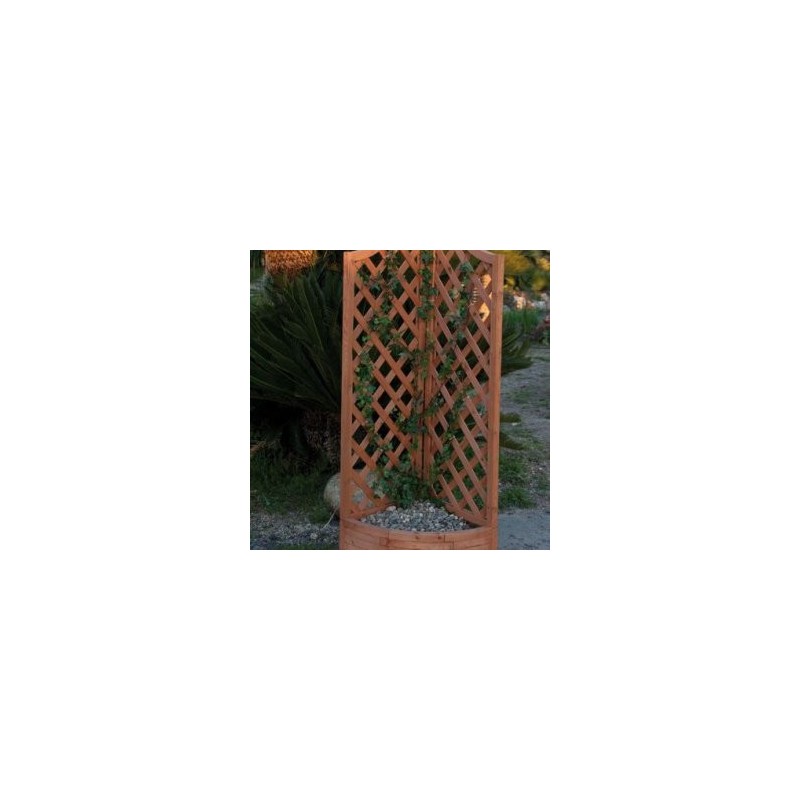 Angular wooden panel with planter