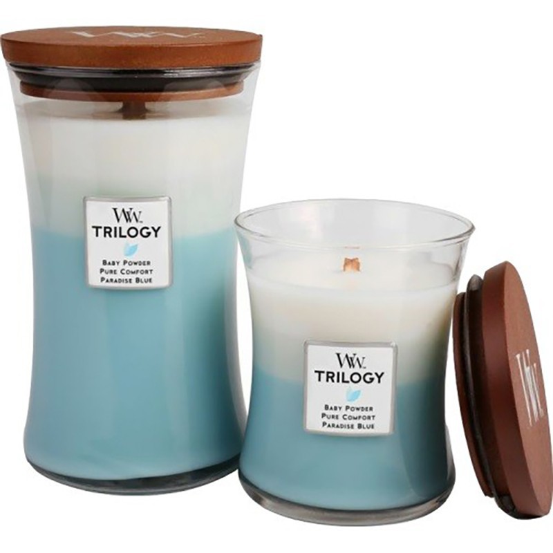 Trilogia de velas de Woodwick meio fresco & limpo