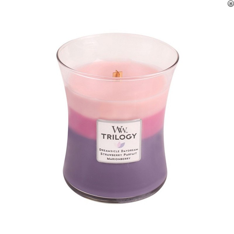 Woodwick candle trilogy media wild berry smoothie