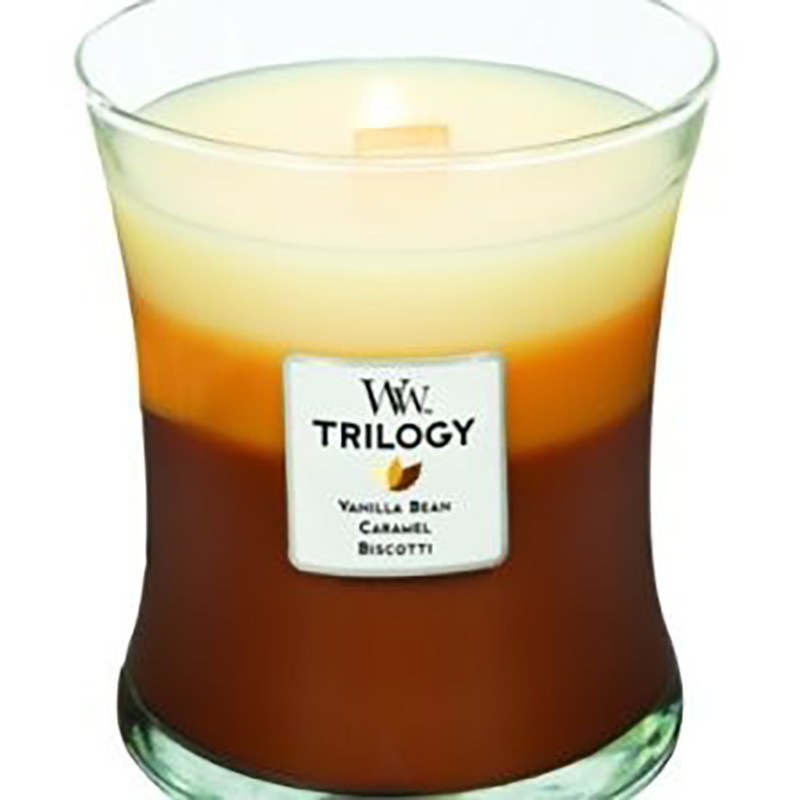 Woodwick candle trilogy media café doces