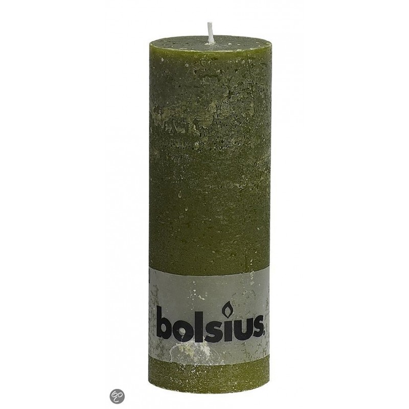 Bougie cylindrique verte rustique