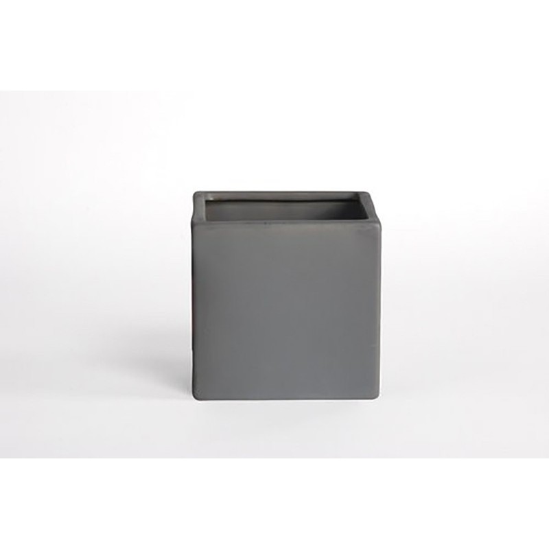 Vase cube gris mat D-M 14cm