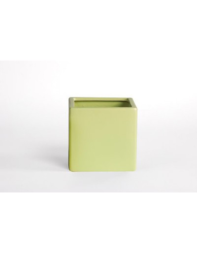 D&M Matowy zielony wazon w kostkę 14 cm