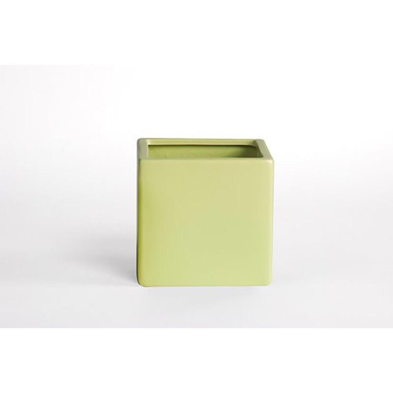 Vaso de cubo verde opaco D&M 14cm