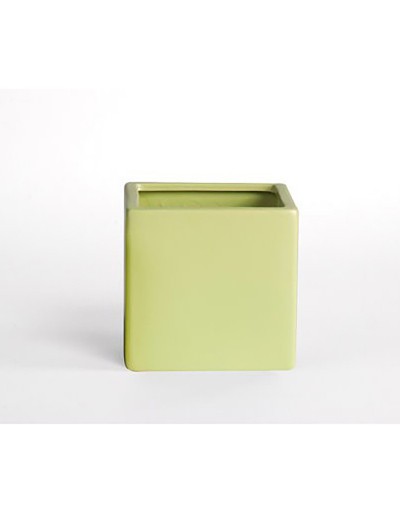 D&amp;M Matowy zielony wazon w kostkę 14 cm
