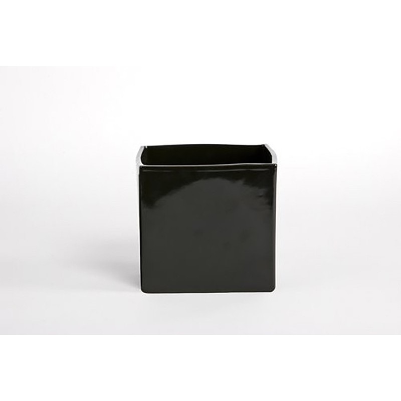 Vase cube noir brillant D&M 14cm