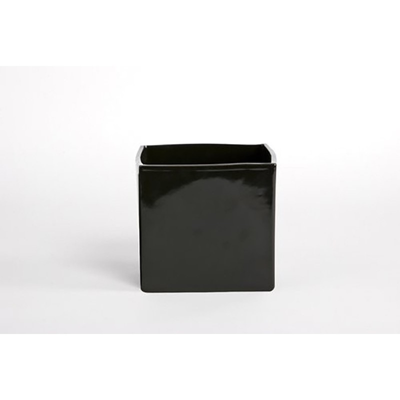 Vaso de cubo preto brilhante D&M 14cm
