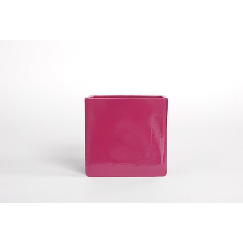 D&M Vaso cubo fuchsia lucido 14 cm