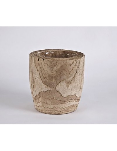 D&amp;M Wooden blond vase 18cm