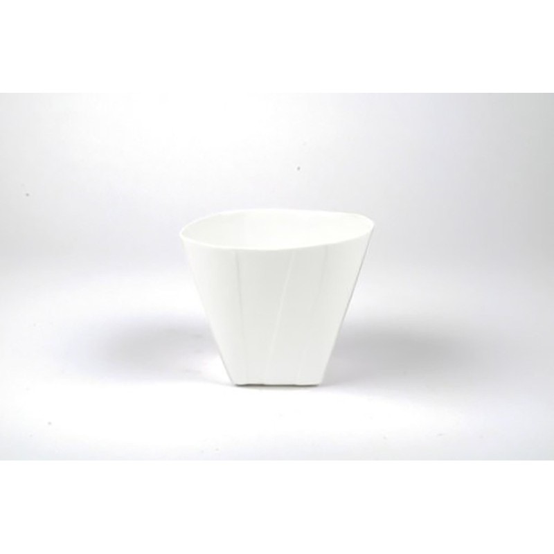 Jarrón D&M plegado en cerámica blanca 8 cm