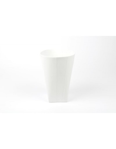 Jarrón D&M plegado en cerámica blanca alta 14 cm