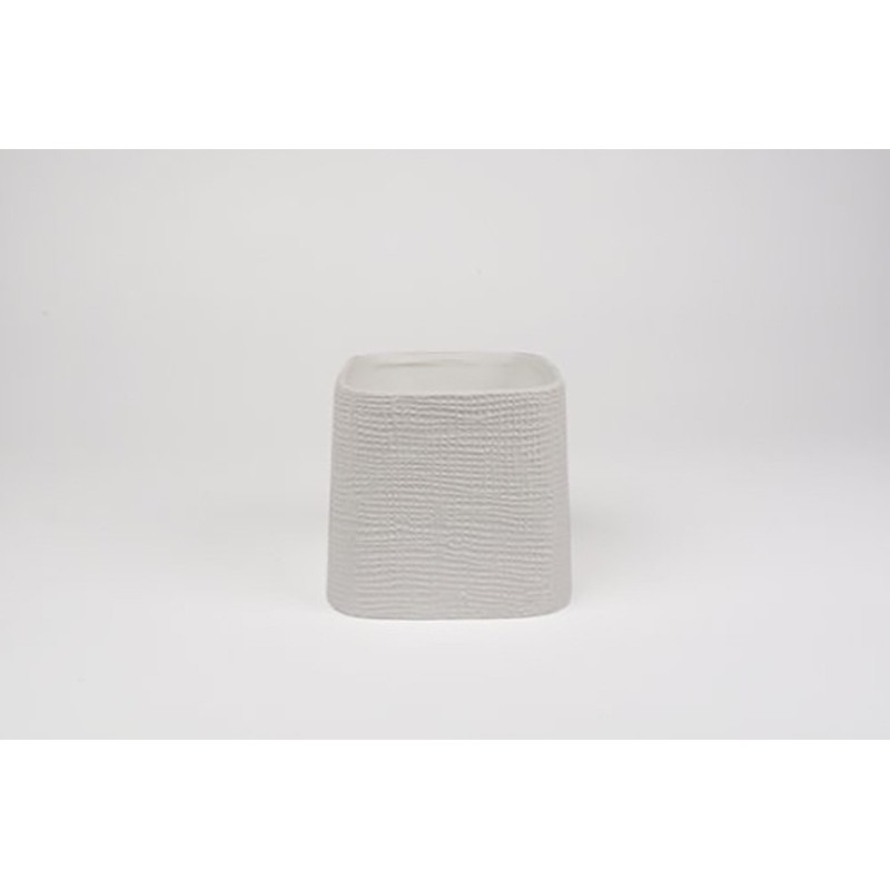 D&M Vaso faddy cerâmica branca 13 cm
