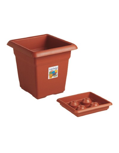 Plastic planter square 45 cm terracotta