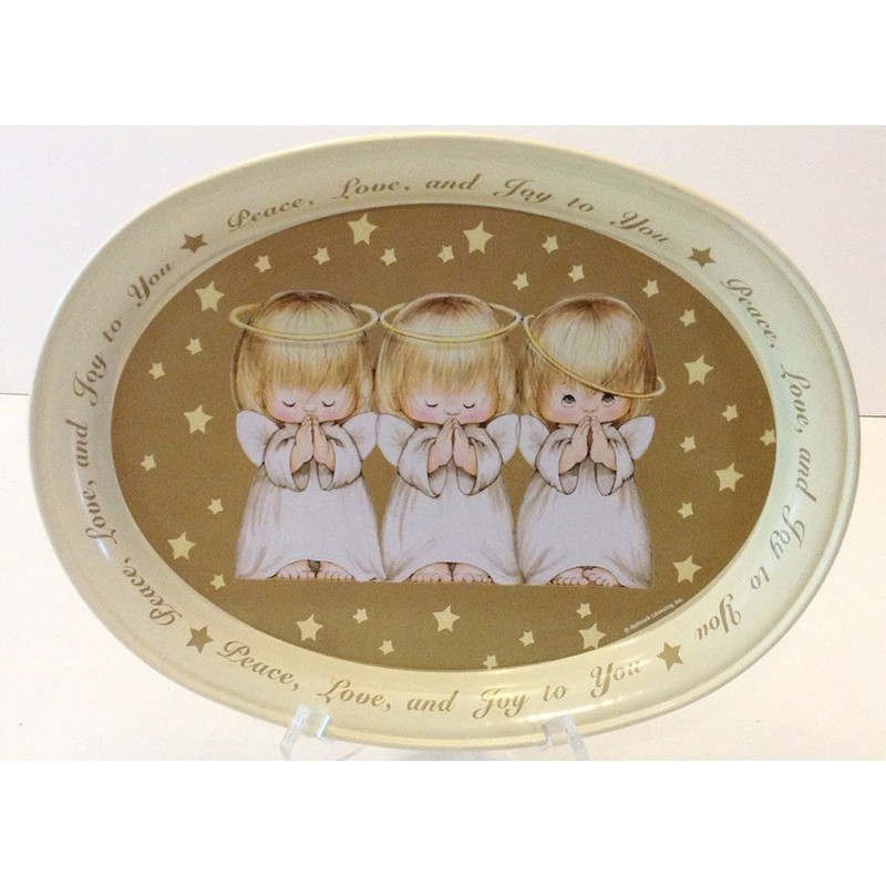 Vintage Oval tray 3 angels