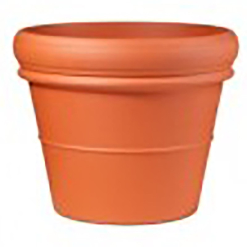 Vaso in terracotta doppio bordo liscio 13 cm