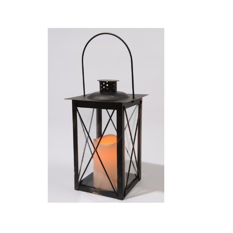 Outdoor black metal LED lantern