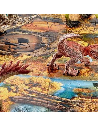 Mini dinozaury z puzzlowymi figurkami z gry na mokradłach