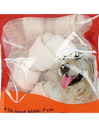 Pack de 6 OS blanco con cordones 7 cm para perro