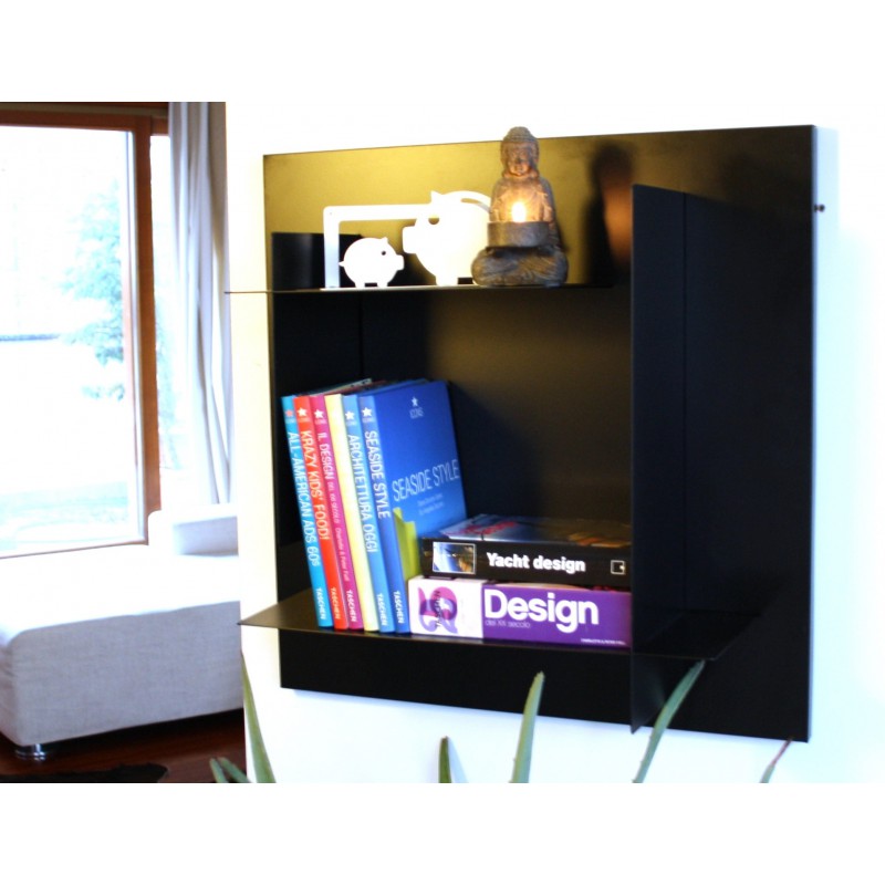 Modular bookshelf black with black shelves