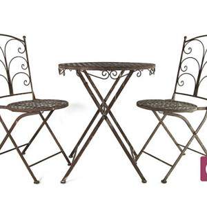 Stół bistro i dwa krzesła żelazne szare meble