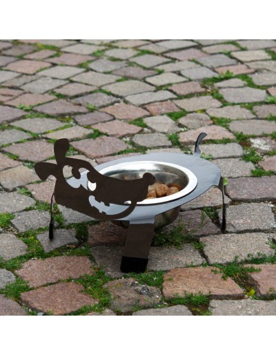 Dog bowl holder brown