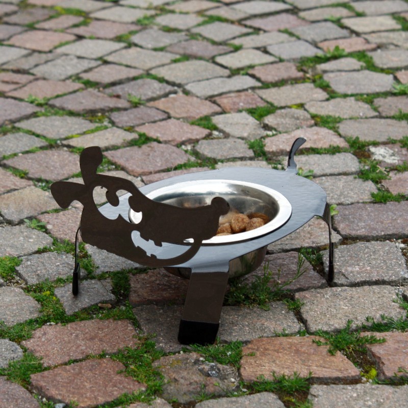 Dog bowl holder brown Dog bowl holder brown