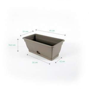 Leonardo Flowerbox 40cm with saucer taupe