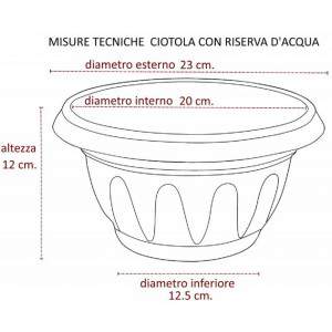 Taça redonda Supreme com reserva de água medidas 20cm
