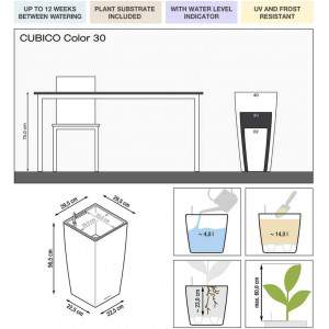 LECHUZA CUBICO Color 22, weiß, hochwertiger Kunststoff, inklusive Bewässerungssystem, abnehmbarer Pflanzendeckel, S