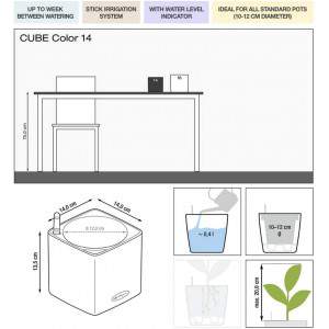 CUBO LECHUZA Color 14 13380 Kräutertopf, Hochwertiger Kunststoff, Inkl. Stick-Bewässerungssystem, für Innenraumbegrünung geeigne