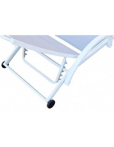Malaga sunbed with wheels and armrests white