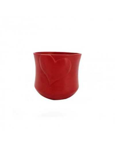 Runde Vase mit Herz H15 cm Rot