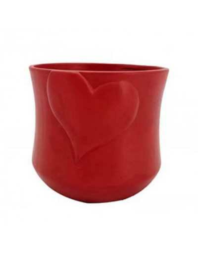 Runde Vase mit Herz H15 cm Rot