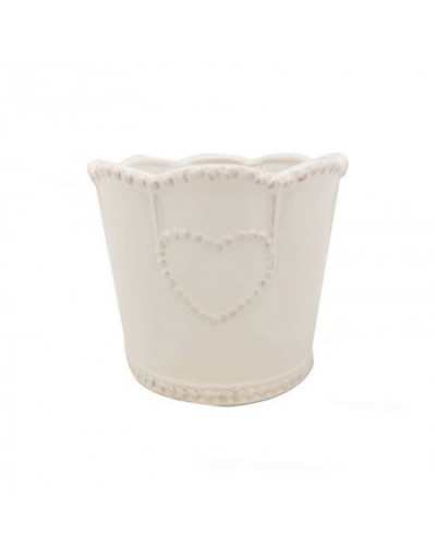 Schäbige Vase H13 cm Weiß