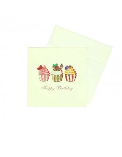 Cartão de felicitações para cupcakes de origamo