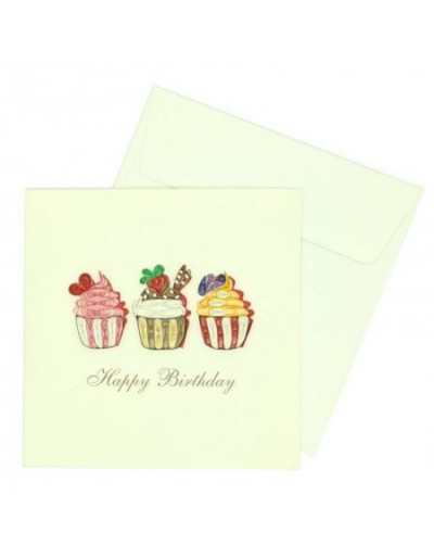 Cartão de felicitações para cupcakes de origamo