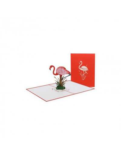 Kartka z życzeniami origamo flamingo