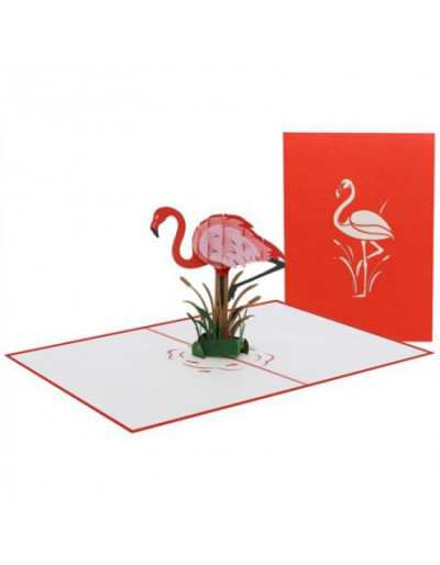 Kartka z życzeniami origamo flamingo