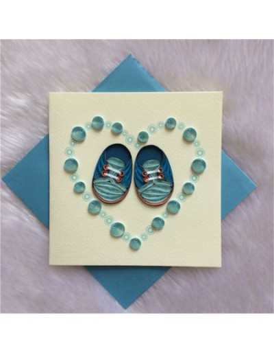 Zapatos de bebé Origamo Quilling Tarjetas de felicitación