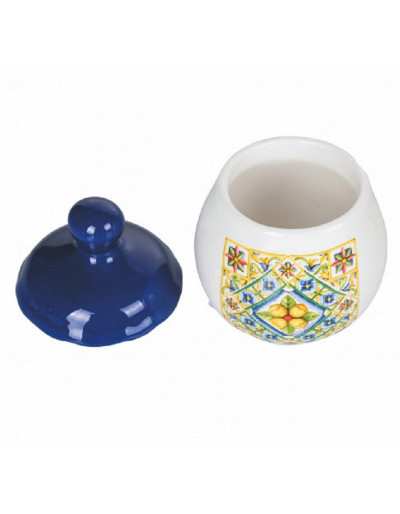 Barattolino ceramica blu portaspezie