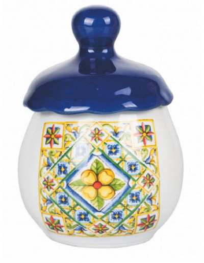 blue ceramic spice jar rhombus decoration