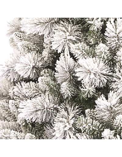 Detalhe de cobertura de neve de pinho de natal branco império flocado